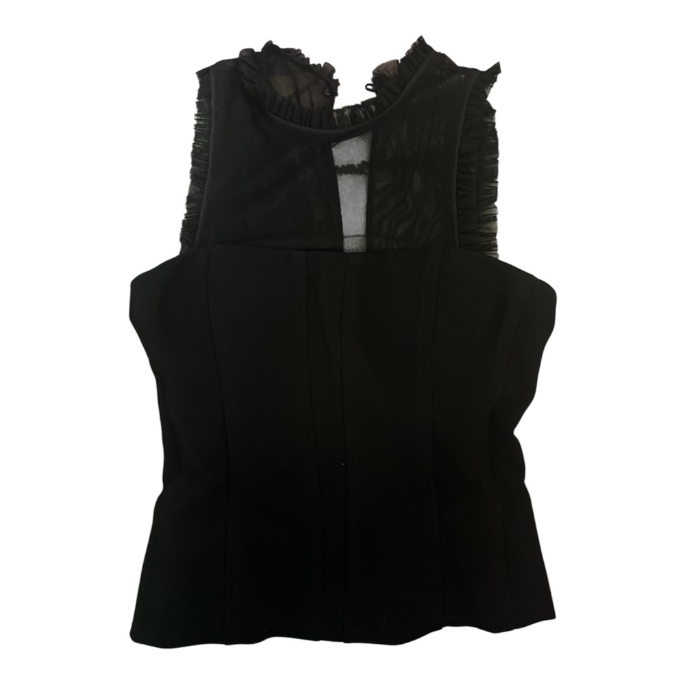 Cinq à Sept Black Sheer Detail Blouse